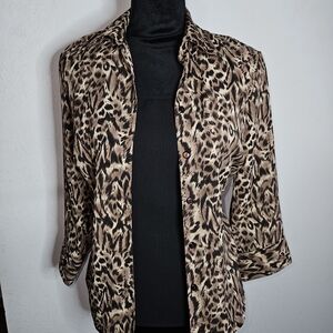 Notations Leopard Print Shirt Jacket in Brown and Black